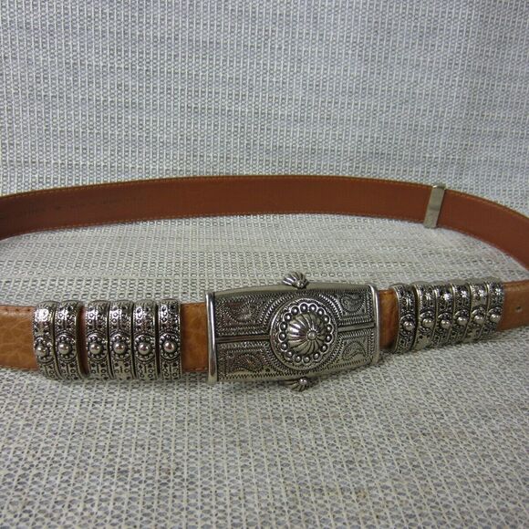 Courtenay Belt Womens Medium Brown Genuine Leather Medallion Vintage Western - Picture 4 of 15